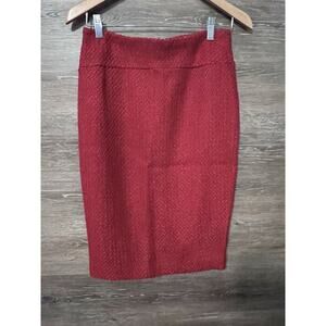 Anthropologie Moulinette Soeurs Pencil Skirt Red Wool Career Knit Size 2 NEW